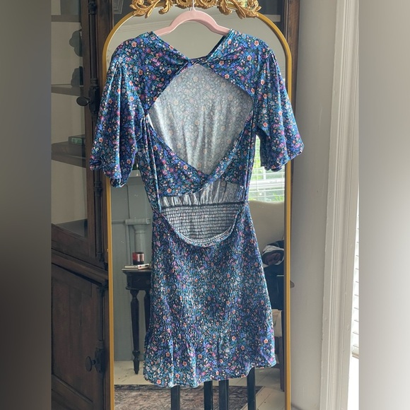 NWT Sandro Floral Pinelle Mini Cut Out Dress - Picture 9 of 14